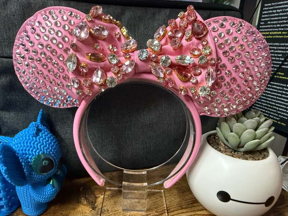 BaubleBar Disney Minnie Mouse Pink Crystal Ear Headband *READ*